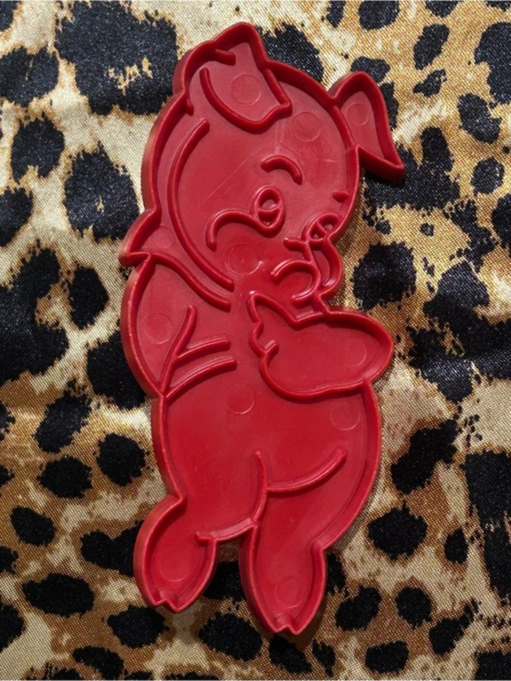 Vintage Tupperware Porky Pig Red Plastic 5 inch. Cookie Cutter